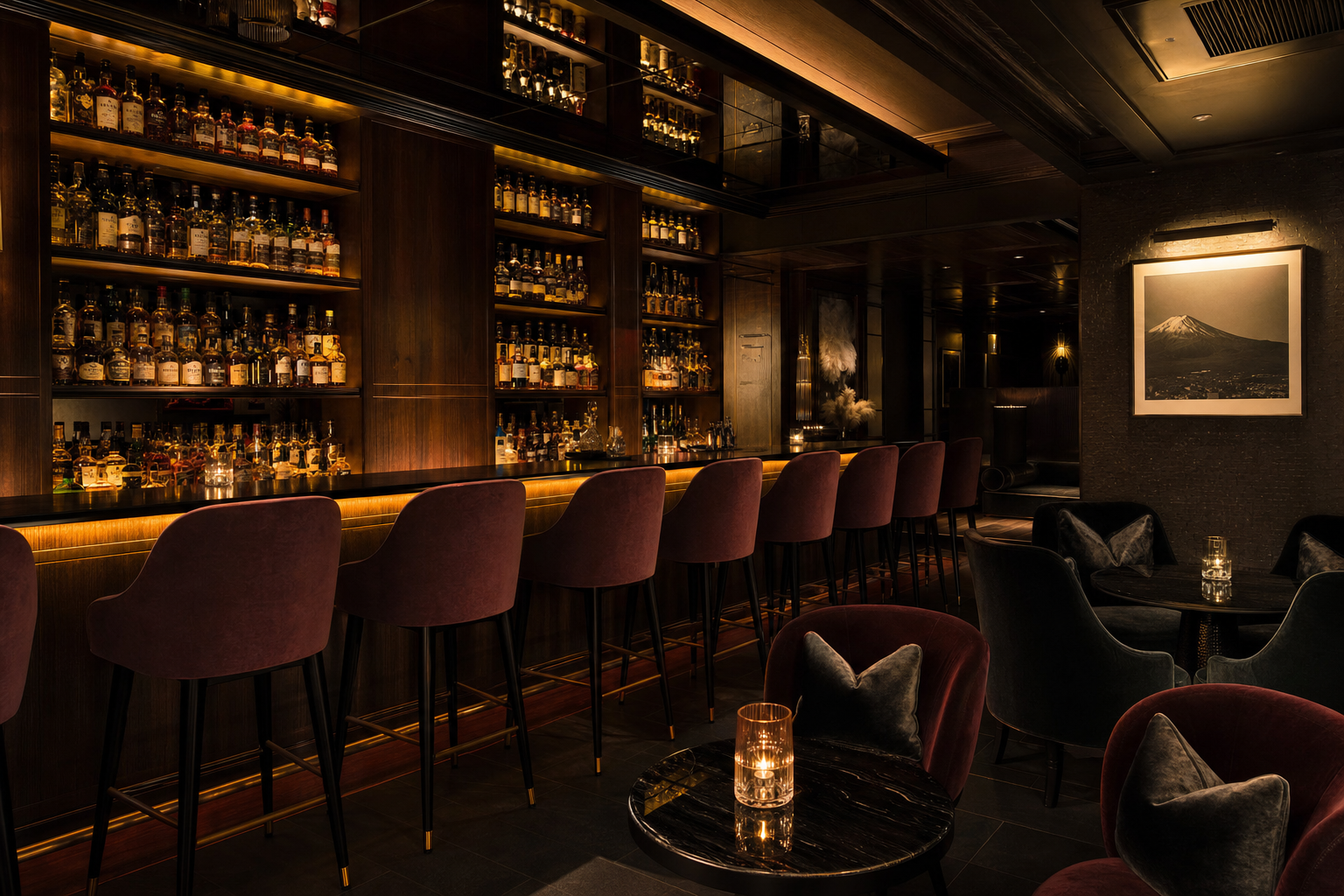 Luxurious low-lit Tokyo cocktail bar